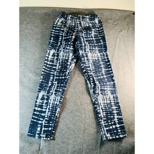 SOFT SURROUNDING Pull On Pants Navy  Tie Dye Batik Tapered High Rise M